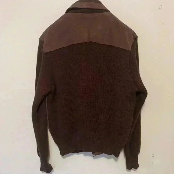 VTG Suede Leather and Knit Brown Jacket XL 70s Bomber Split Skin Cables-READ - Picture 8 of 8